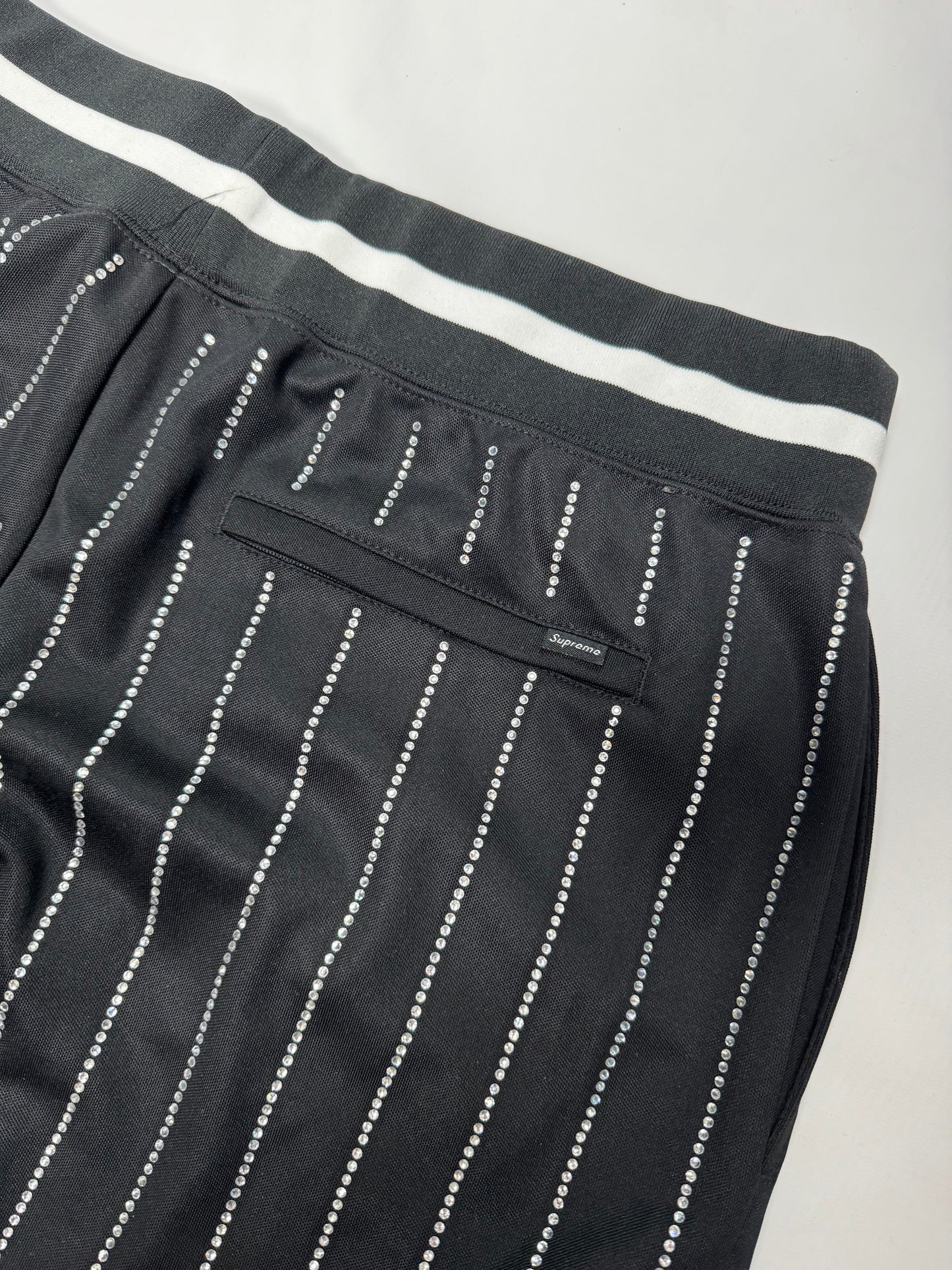 Supreme rhinestone jersey jogger shorts (M)