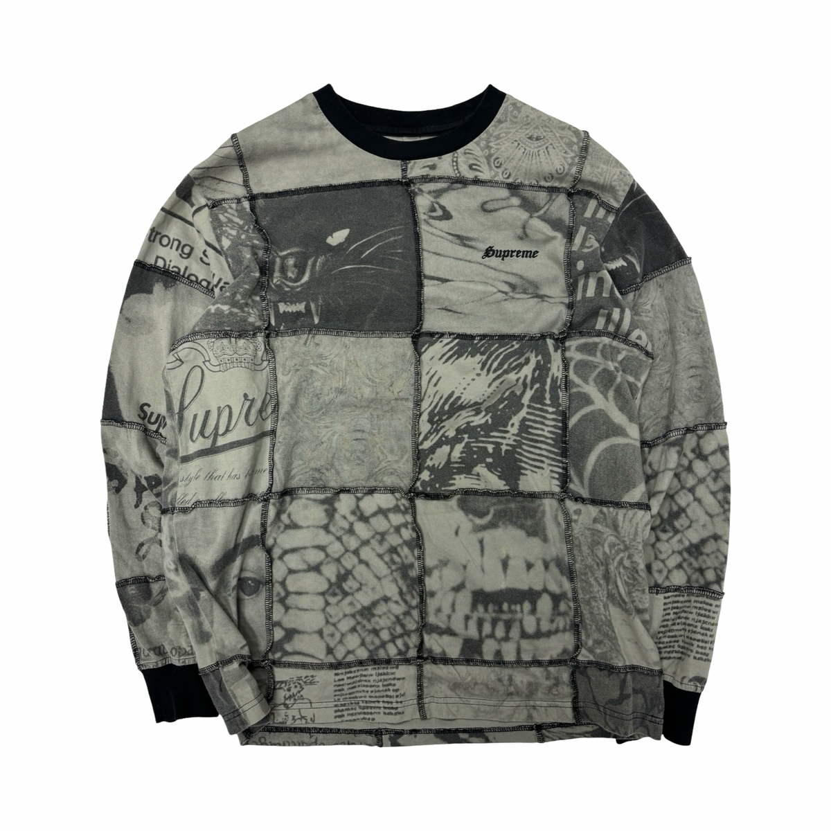 Supreme patchwork long sleeve top (M)
