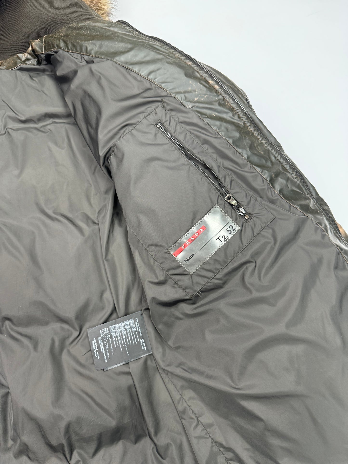 Prada sport fur hood puffer jacket (L)