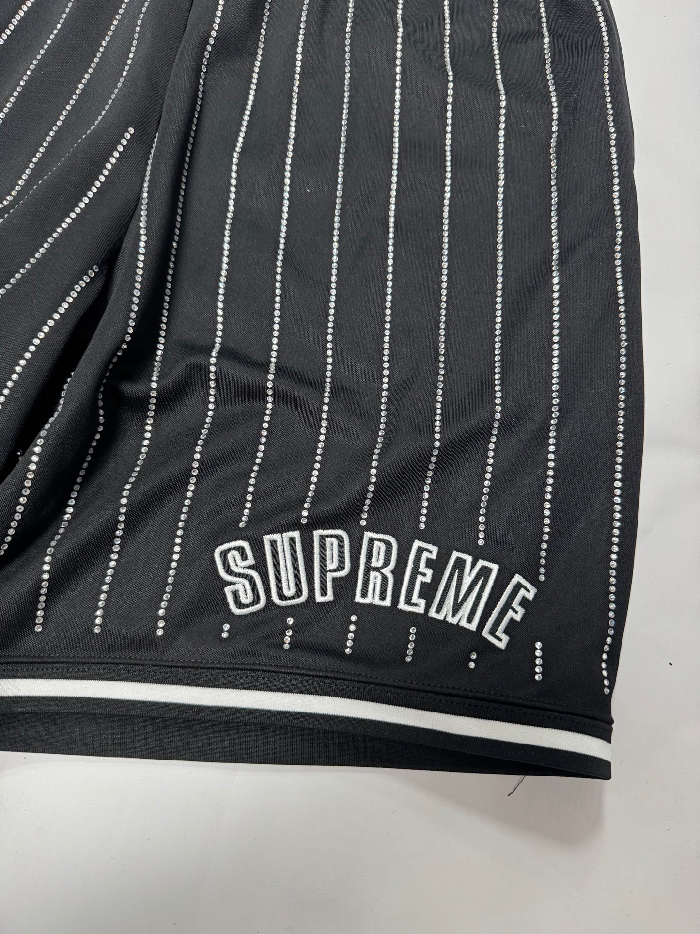 Supreme rhinestone jersey jogger shorts (M)