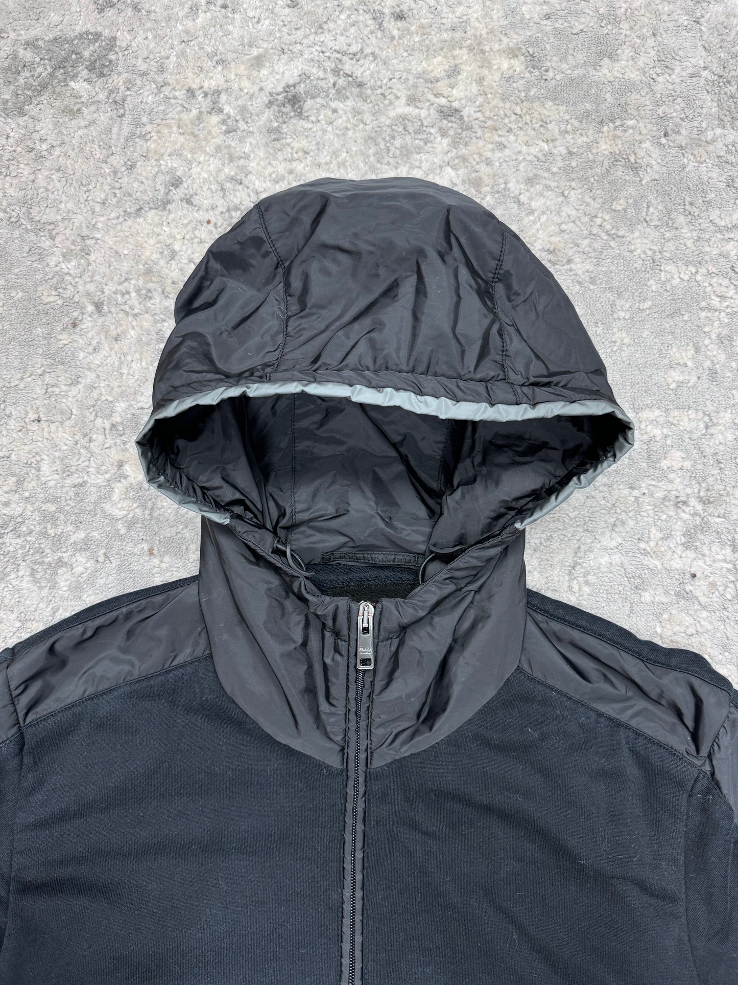 Prada sport nylon panel zip up hoodie (M)