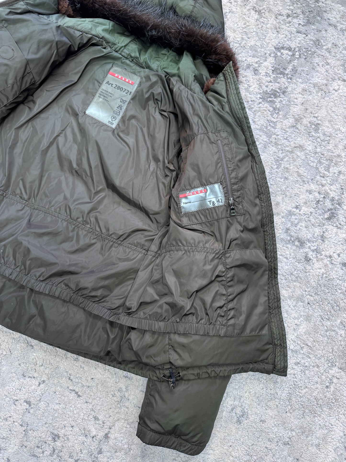 Prada sport fur hood jacket (S)