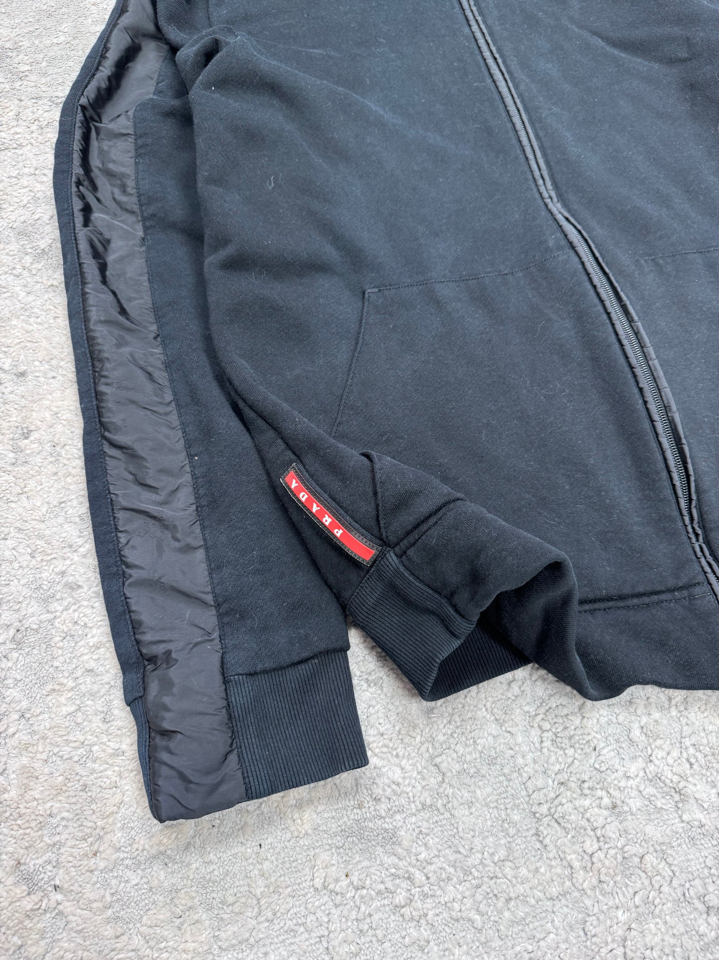 Prada sport nylon panel zip up hoodie (M)