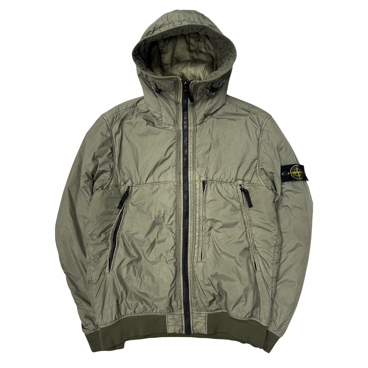 Stone island garment dyed crinkle reps hooded Ny bomber jacket (L)