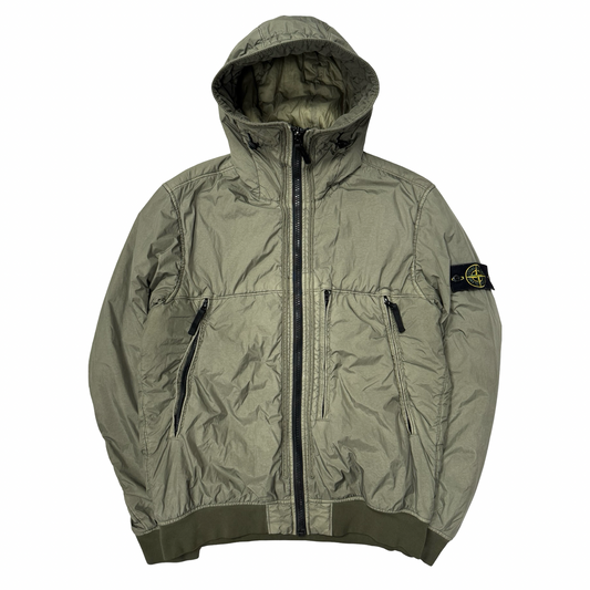 Stone island garment dyed crinkle reps hooded Ny bomber jacket (L)