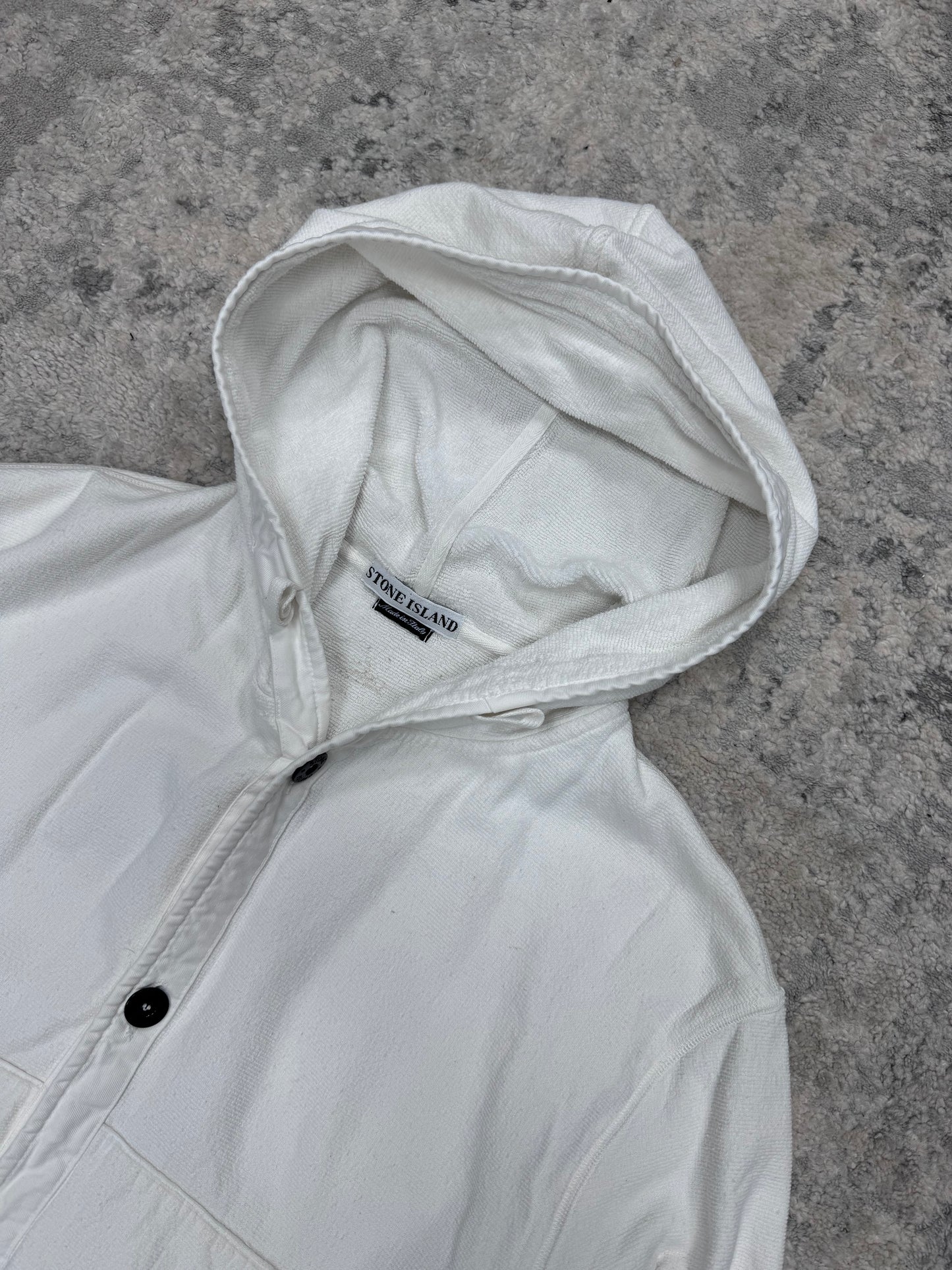 Stone island button up flannel hoodie (M)