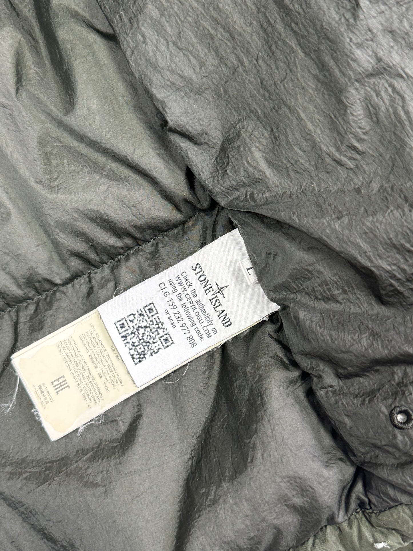 Stone island crinkle reps down jacket (L)