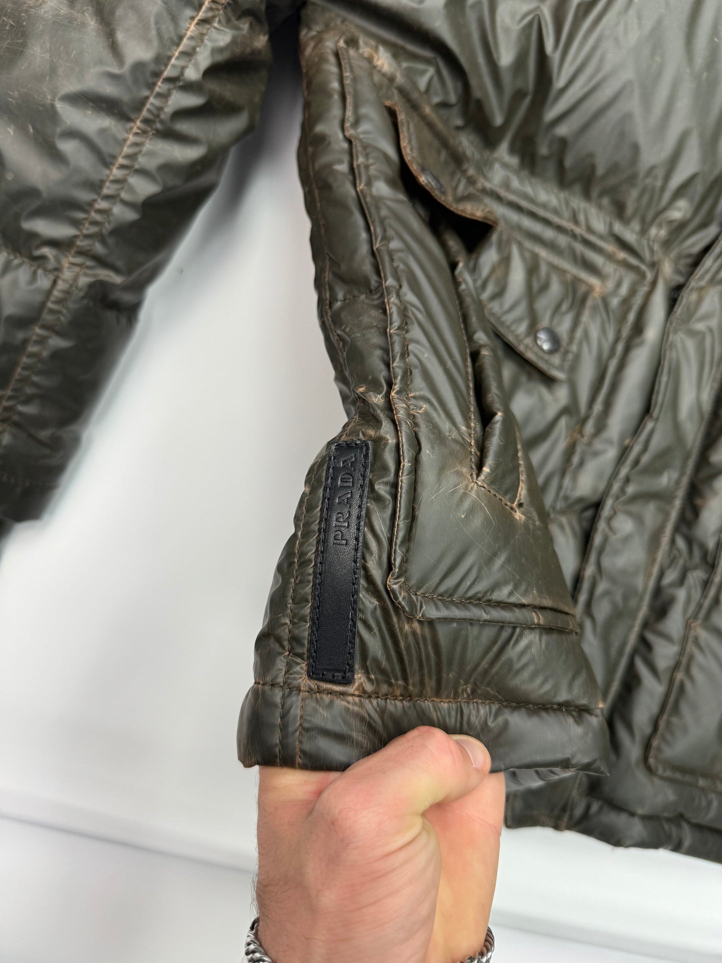 Prada sport fur hood puffer jacket (L)