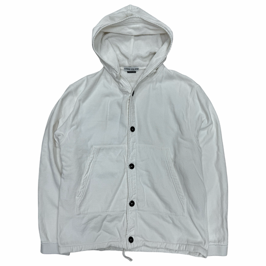 Stone island button up flannel hoodie (M)