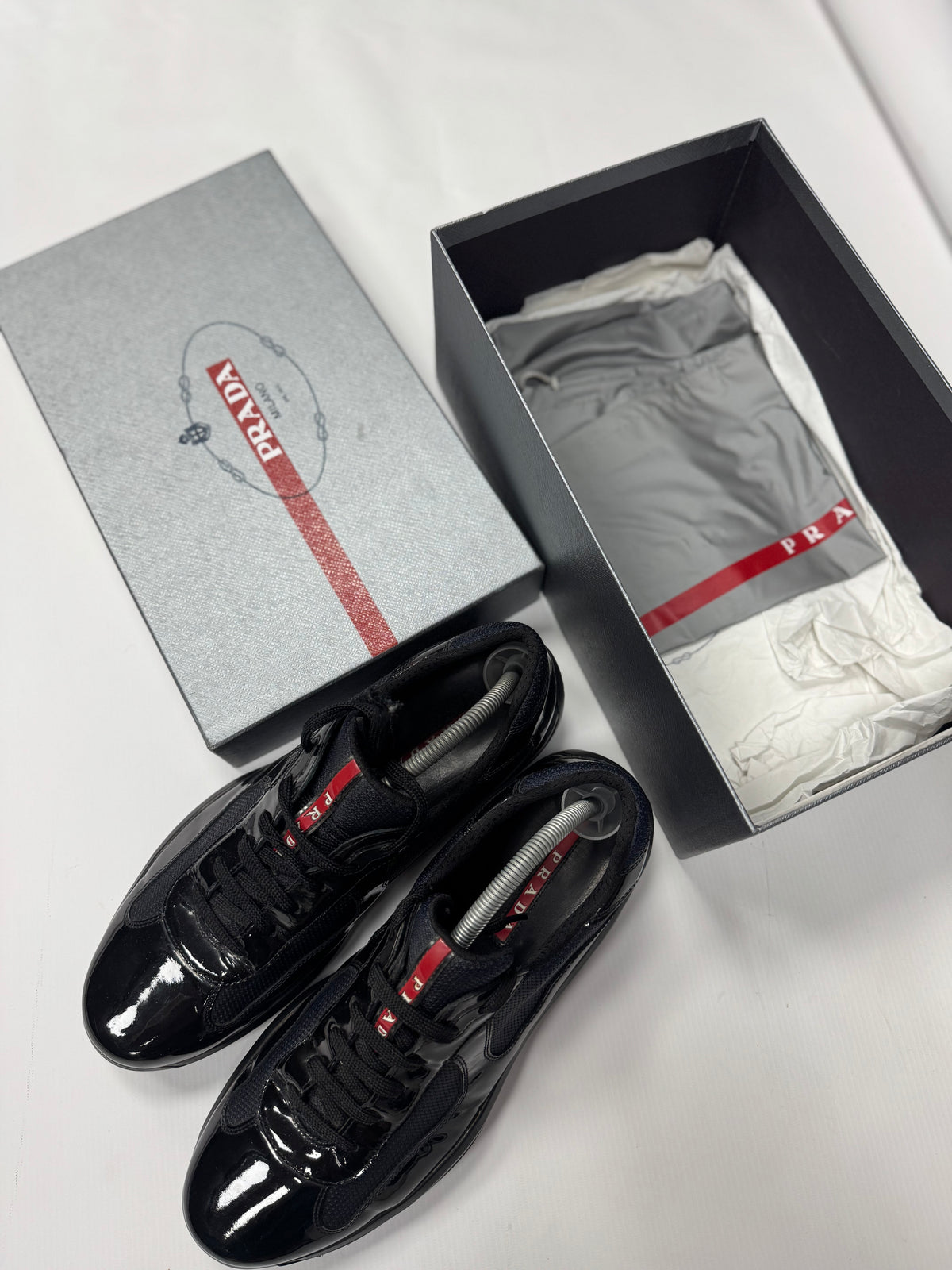 Prada America cup navy patent leather (9.5)