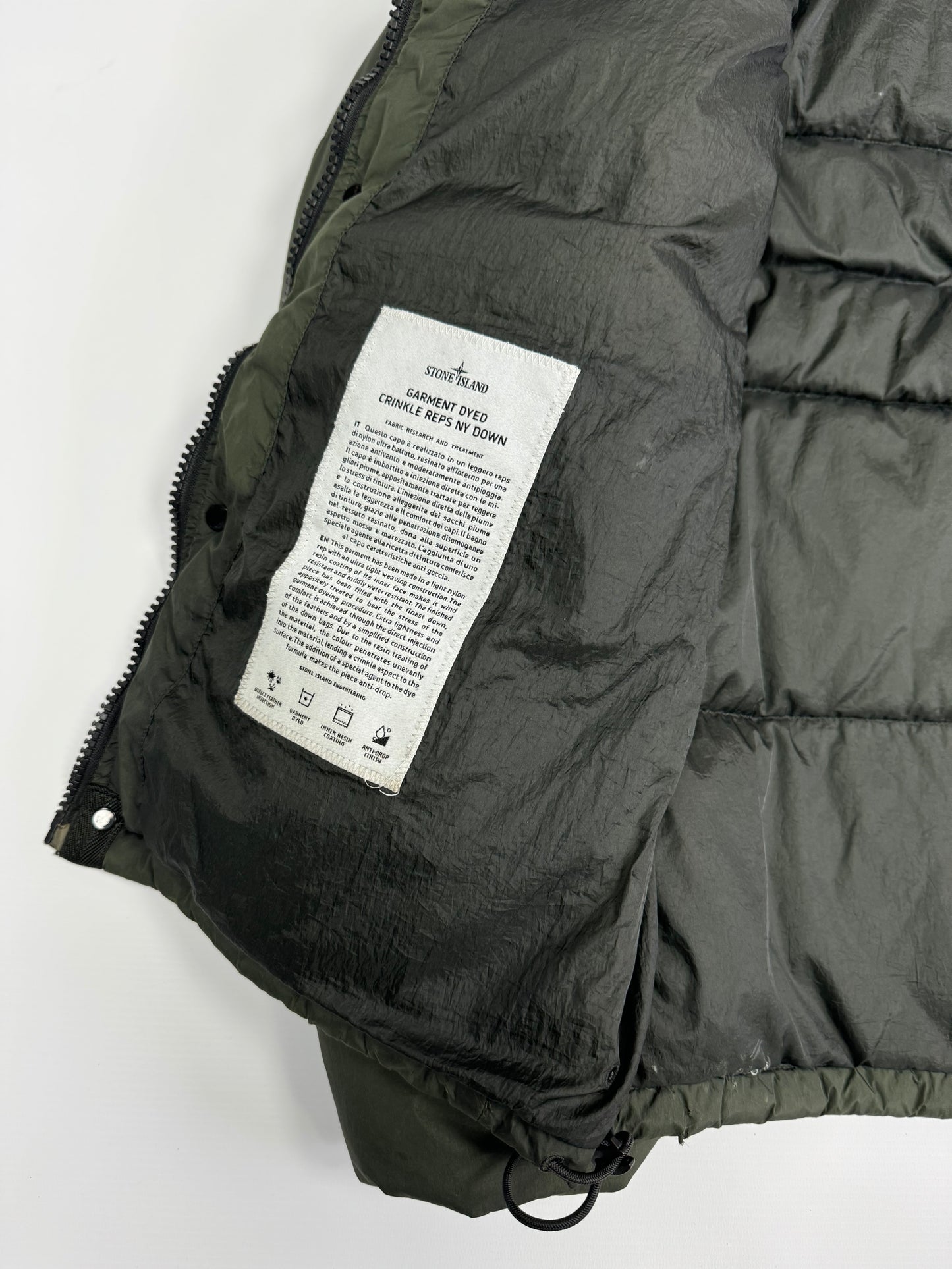 Stone island crinkle reps down jacket (L)