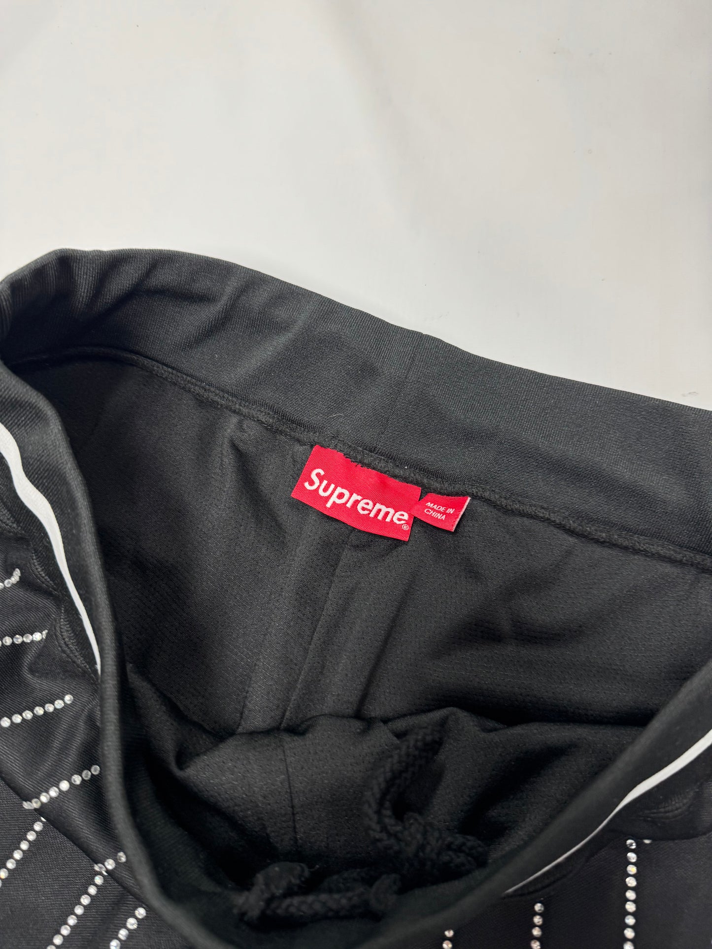 Supreme rhinestone jersey jogger shorts (M)