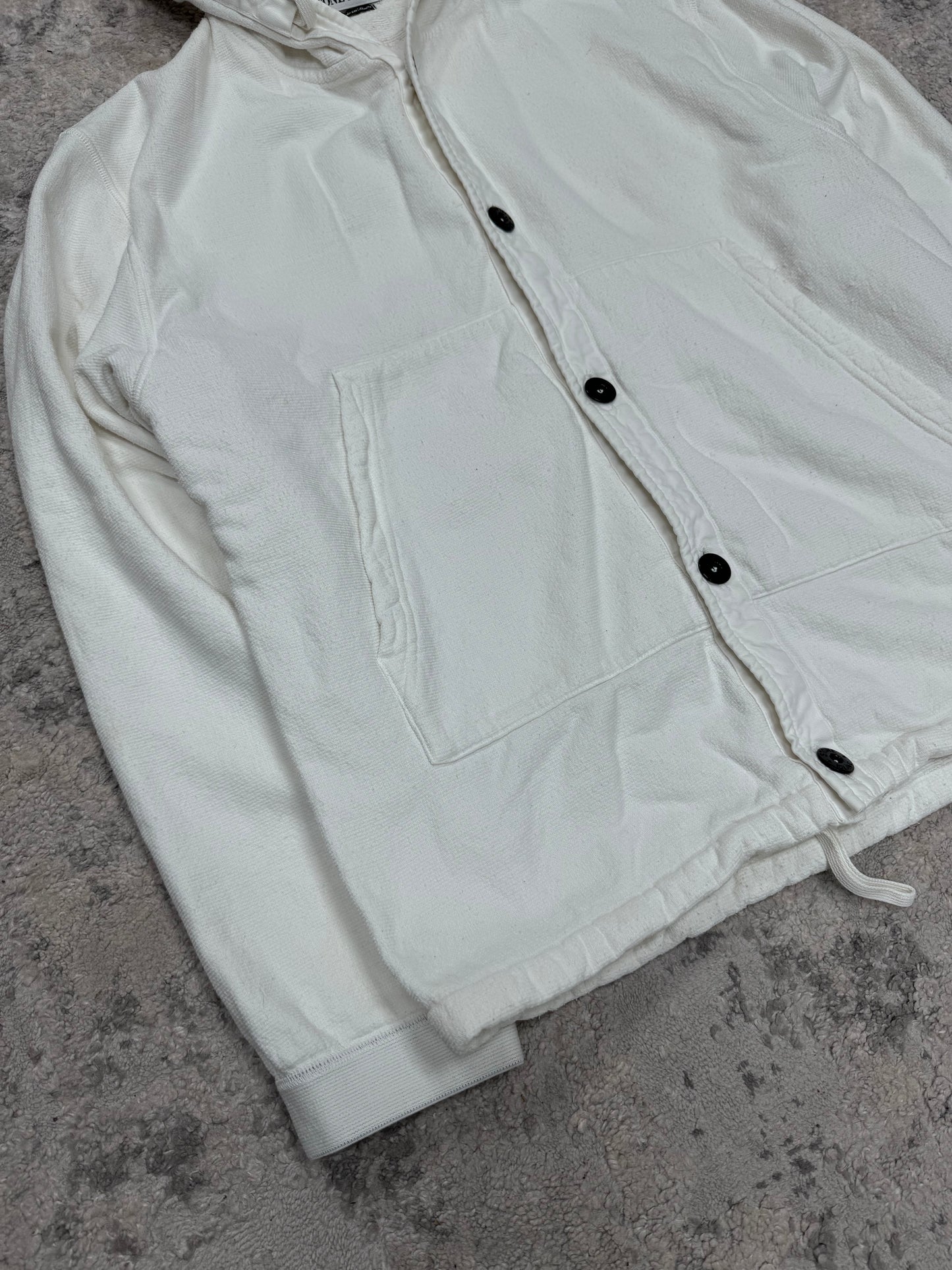 Stone island button up flannel hoodie (M)