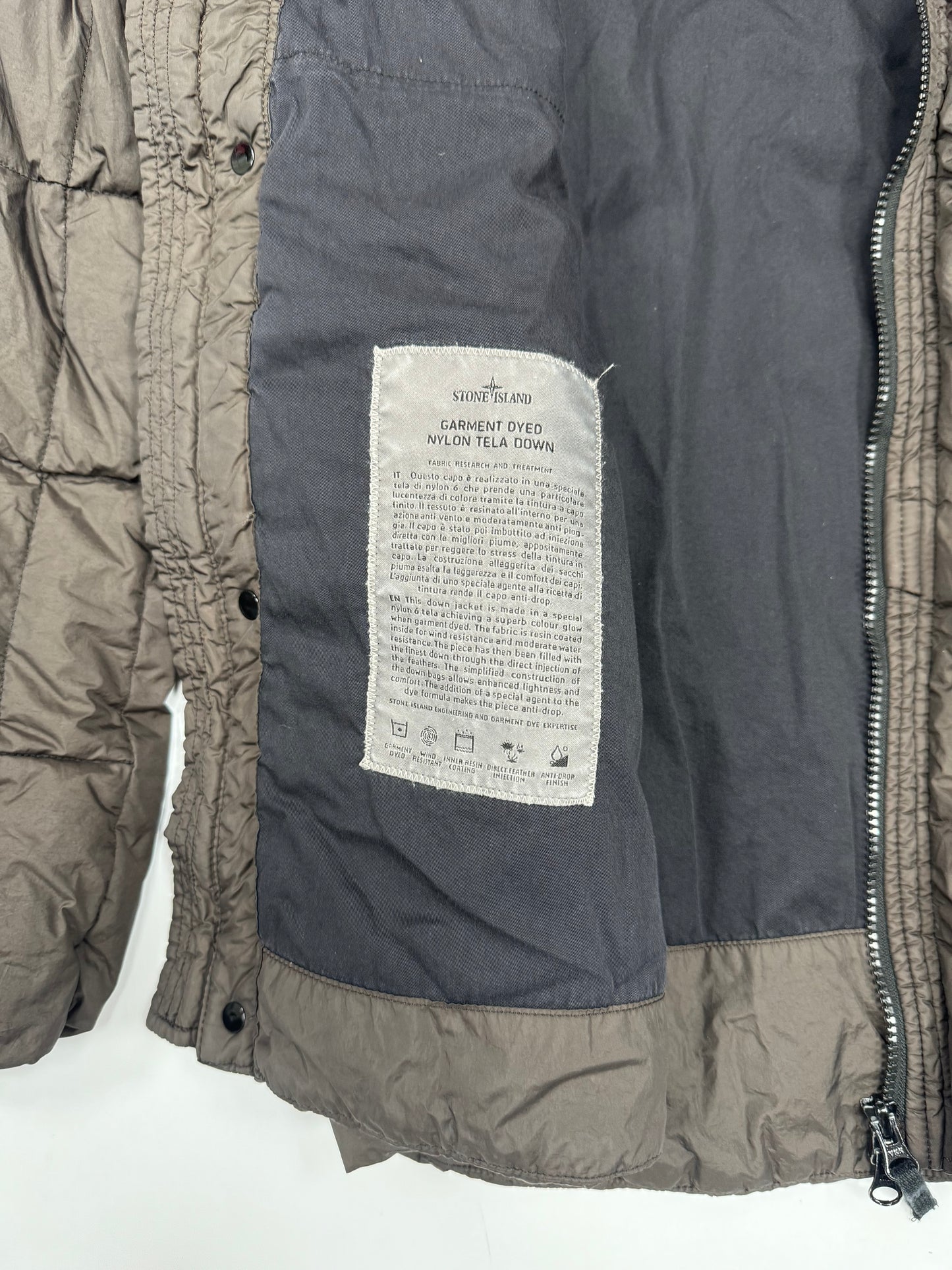 Stone island 30th anniversary garment dyed nylon tela down jacket (XL)