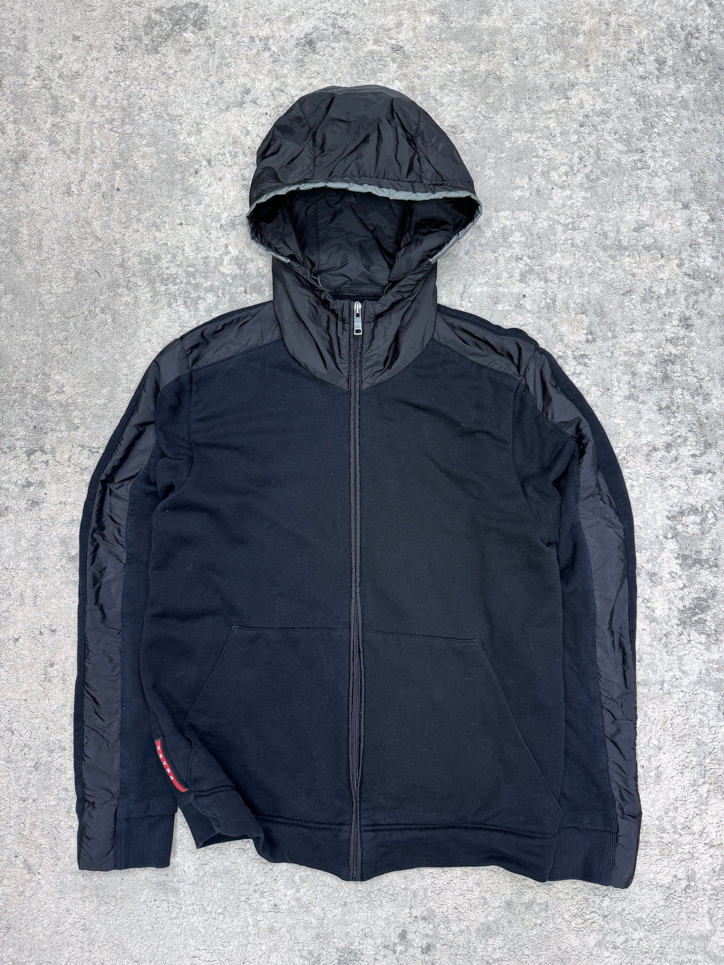Prada sport nylon panel zip up hoodie (M)